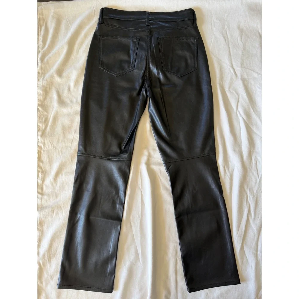 Gap Vintage Slim High Rise Faux Leather Pants Black Vegan 29/8R 406629-00-1 NEW - Picture 3 of 9